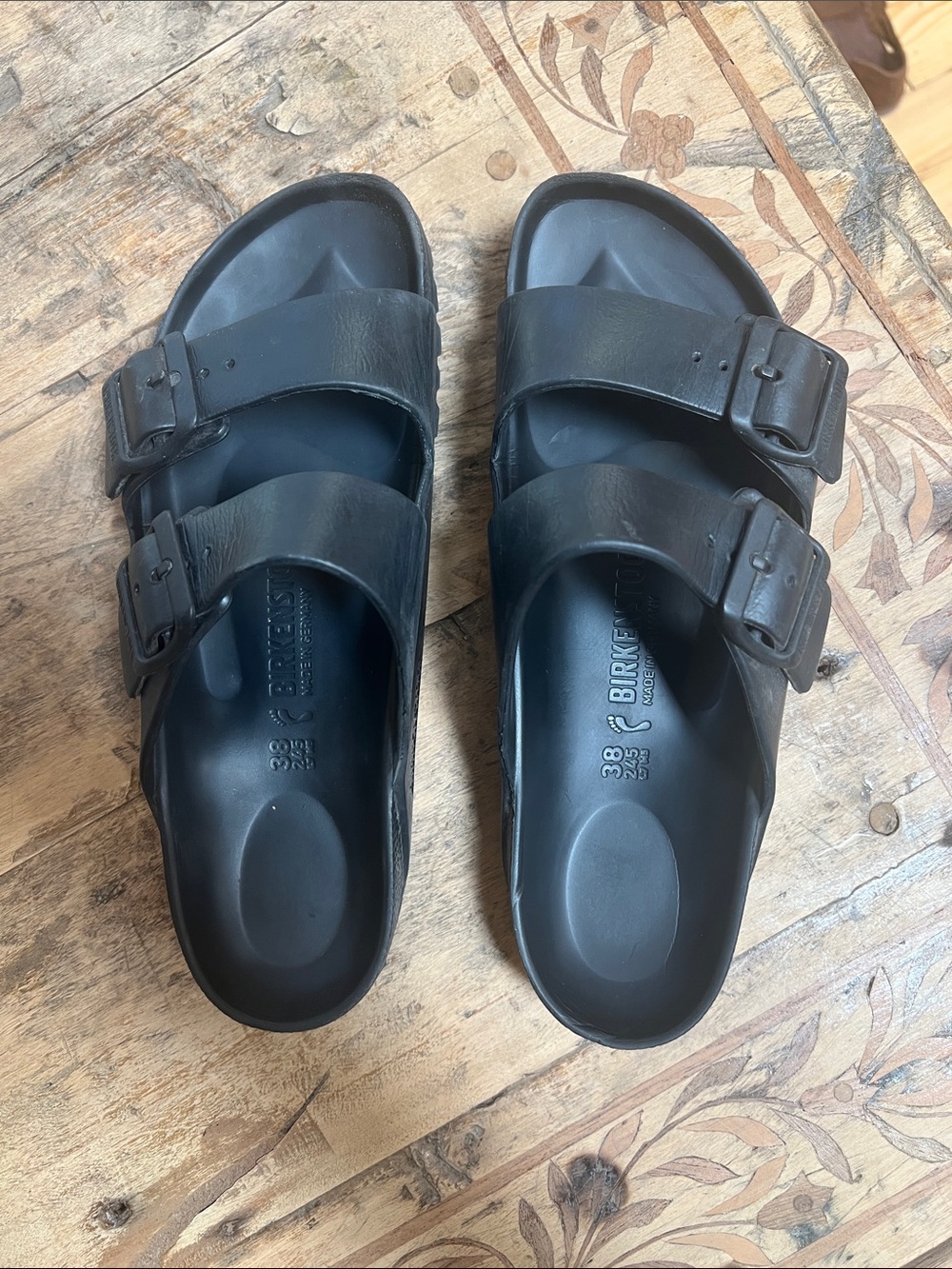 Birkenstock Black Two-Strap EVA Slide Sandals